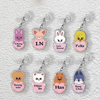 8pc Stray Kids SKZOO Cute Heart Keychain Bang Chan Lee Know Changbin Hyunjin Han Felix Seungmin I.N Love Character Key Ring Bag Pendant STAY Fans Gift 8pcs