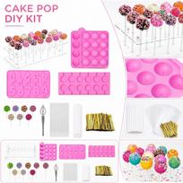 Cake Pop Lollipop Making Kit with Silicone Molds Number Molds Sticks Wrappers Twist Ties and Decorating Tool for DIY Chocolate Candy One Size rožinė