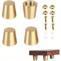 4 Pcs Furniture Cups Craft Wooden Base with Brass Footrest Wooden Pallet with Brass Feet Wooden Figurine with Brass Accessories