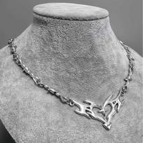 Hippie Charm Flame Heart Choker Barbed Wire Gothic Necklace Fashion Y2k Thorns Necklace  Women Man Style 2