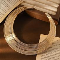 Multi Layer Open Metal Choker Necklace Punk Style Collar African Inspired Minimalist Solid Band Neck Ring Jewelry for Everyday Wear One Size auksas