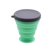 with Lid Collapsible Water Cups Food Grade Silicone Travel Mug Silicone Cup Foldable Cup  Travel žalia