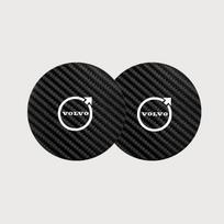 2Pcs Carbon Fiber Coaster Car Water Cup Anti-slip Pad Mat Auto Interior For Volvo XC60 V50 XC90 V40 XC40 V60 EX30 T6 V90 S60 C30