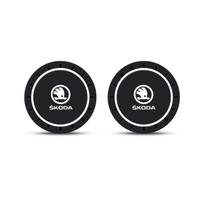 pugms9 Car Coaster Waterproof Non-Slip Mat Water Cup Slot Decorate Accessories For Skoda Octavia 2 3 Fabia A7 Rapid Superb Kamiq Kodiaq