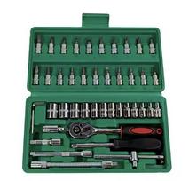 Professional Grade 46PCS Master Mechanic Tool Kit 3/8\  Ratchet SAE/Metric Sockets Torx/Hex Bits Extension Bars -001 Case (green,Hand  Tool Kits&46pcs) žalia
