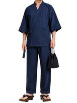 Samue Jinbei summer Size M [One Amb] Men's (Japanese workwear), Yukata, (Japanese wear), 100% Cotton, Sleepwear, 7/8 Sleeve, Lightweight, Navy,
