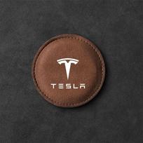 HRDAJ1 Car Interior Water Cup Anti Slip Mat Fur Leather Car Coaster For Tesla Model 3 Model S X Model Y Roadster SpaceX Cybertruck (as the picture,2PCS)