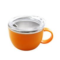 3oz Capacity Stainless Steel Water Cup Outer Plastic with Handle Mini Coffee Mug Anti Scald Comfortable Grip oranžinė