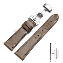 18mm 20mm 22mm Cowhide Watch Strap for Rolex for Seiko Quick Release Wrist Band Butterfly Buckle Leather Bracelet Accessories 18mm kava