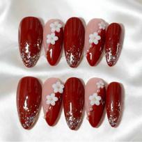 French Tip Press-On Nails Medium Length Acrylic Nail Tips Women Men Teens Reusable Artificial AW1051