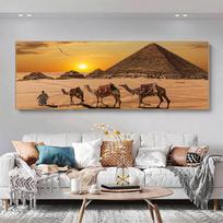 Landscape Egyptian Desert Pyramid Canvas Painting Posters and Prints Wall Art Pictures Living Room Home Decor No Frame 20cm×40cm NoFrame