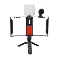 Phone Live Streaming Kit with Fill Light Microphone Sound Cable Phone Cage Handheld Tripod Phone
