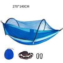 Mosquito Net Hammock Anti-Roll Design Single Double Camping Bed Quick Setup Nylon Portable Outdoor Swing Bed for Family 270*140cm mėlyna