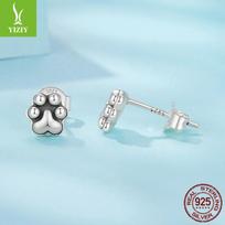 S925 Sterling Silver Cat Paw Print Stud Earrings Simple And Cute Pet Paw Mini Stud Earrings 925 silver