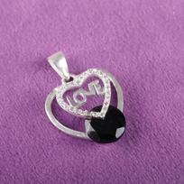 Black Onyx Gemstone 925 Sterling Silver Jewelry Zircon Pendant 1.10  For  Women CZP-3-9