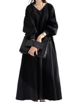 Antiqua Ilga suknelė su pūstomis didelio dydžio juodomis moteriškomis rankovėmis, PN-00469, (L-XXL), 05,