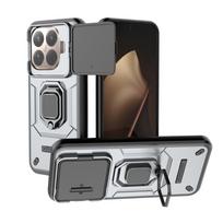 Shockproof Armor Case for Xiaomi 15T 15T Pro 5G  Magnetic Ring Holder Slide Lens Protector Cover For Xiaomi Mi 15T For Xiaomi 15T pilka spalva