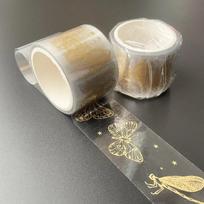 Butterfly Feather Leaves Decorative Adhesive Tape Golden Transparent  Washi Tape Scrapbooking Sticker Label Stationery Tape white