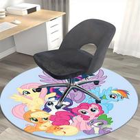 1pc My Little Pony Round Carpet  Anime Cartoon Design, Office Chair Mat, NonSlip Rug for Home Decor, Seasonal Gift, Office, Living Room 120cm gray