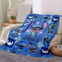 Lilo & Stitch pledas Ypač minkštas, šiltas, jaukus užtiesalas svetainei, sofai, keturiems sezonams Kelionės aksesuaras Mielas animacinių filmukų personažas Namų dekoracija 80x120cm