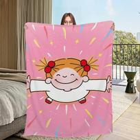 cute cartoon funny girl art c-coco chan Flannel warm comfort soft plush blanket for sofa living room office bedroom travel gift 75x90cm