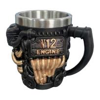 V12 Engine Coffee Mug Resin Engine Cup with Stainless Steel Lining Multi-Function Beverage