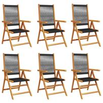 vidaXL Adjustable Garden Chair 6 pcs Black Solid Acacia Wood