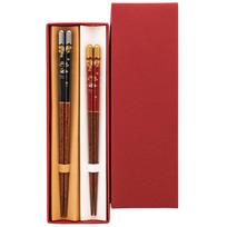 Wakasa Lacquer Natural Dishwasher Set 23cm Gift Mandarin Duck Couple Made in 265250 Chopsticks, Wood, Safe, Couple's (2 pairs, & 21cm), Set, Design,