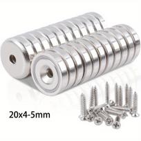 10/20/50pcs 20mm x 4mm-5mm Round Magnet with Hole - Disc Magnets for DIY, Crafts, Industrial Use