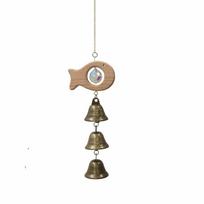 Rotating Colorful Bird Wind Chime with Bronze Bells Exquisite Rainbow Fish Pendant Hanging Reflective Light Collection Ornament