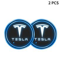ITZLW1 2Pcs Car LED Coaster Light Water Cup Bottle Holder Interior Mat for Tesla Model 3 Model S Roadster Cybertuck Model X Model Y
