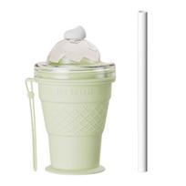 2 in 1 Foldable Ice Ball Cup Leak-Proof Ice Cream Design Ice Maker & Drinking Cup Portable Creative Ice Cube Water Bottle žalia