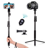 54 colių ištraukiamas „selfie Stick“ trikojo stovas iš aliuminio lydinio su nuimamu staliniu trikoju juoda
