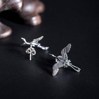 Tikri 925 sterlingų sidabriniai gervės formos auskarai mergaitėms Kinijos etninio stiliaus paukščiai maži auskarai auskarų vėrimas papuošalai EH126 sidabras