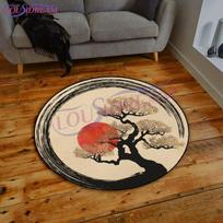 Gyvybės medžio Yin Yang raštas apvalus kilimas Gyvybės medžio vaivorykštės rašto kilimas Svetainės apvalus kilimėlis Yggdrasil runų formos apvalus kilimas 60cm