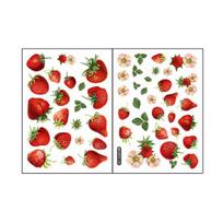 2 vnt / rinkinys Sieninis lipdukas Mieli braškių lapai Tema Nuimamas lipnus vandeniui atsparus PVC Svetainės miegamojo dekoravimas Sienos meno lipdukas namų reikmenys red
