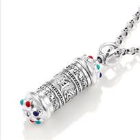 Lotus Pestle Šventojo Rašto karoliai Vyriški 925 Sidabriniai pakabukai Shurangama Sutra Mantra atidaroma dėžutė Kaklo papuošalas vyrams Amuletas white