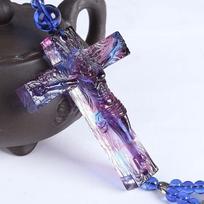 Crystal Jesus Christ Cross Car Pakabukas Automobilių Ornamentai Krikščionybės Ornament Cross Pakabukas violetinė