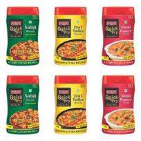 Pushp Brand Quick Fry Combo Jar (Dal Tadka Masala, Sabji Masala, Shahi Paneer Masala, 100g each Pack of 6)
