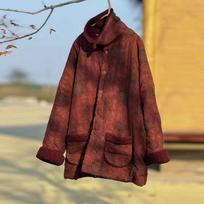 Johnature Moteriški Žieminiai Paltai Su Vintage Gėlių Spaudiniu, Mygtukais ir Kišenėmis, Šilti Kinų Stiliaus Paltai One Size