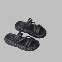 Women Fashion Thick-Sole Sandals Summer Outdoor One-Strap Beach Slippers Soft Cushion Feel 36-40