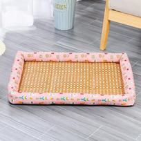 Naminio gyvūno vasarinis lininis šunų guolis vėsus kilimėlis ledo pagalvėlė 40 * 30cm rožinė