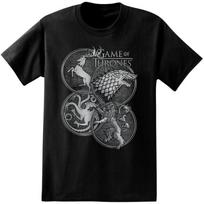 Game of Thrones House Symbols Adult T-Shirt (Large) Black S juoda