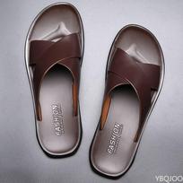 Lauko dizainerio vyriškos šlepetės Odinės madingos šaunios šluotos Vasarinės neslystančios paplūdimio avalynės Vyriškos skersinio dirželio šlepetės Homme Zapatillas 40 ruda