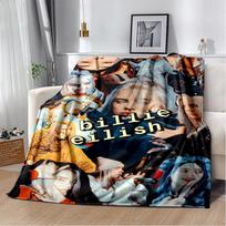Fashion Billie Eilish Singer Star Flannel Blanket Soft Warm Throw Blanket for Bedroom Living Room Bed Travel Camping Picnic Gift 75x90cm