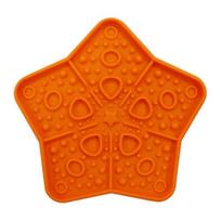 Pet Slow Food Mat with Suction Cups, Star Shape Pet Food Tray for Prevent Choking Relieve Anxiety, Non-Slip Silicone Lick Mat for Dogs And Cats oranžinė