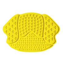 Pet Slow Food Mat with Strong Suction Cup, Puppy Head Design Pet Feeding Mat, Dog Slow Eating Bowl Accessory for Prevent Choking Anxiety Relief geltona
