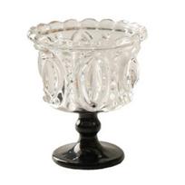 Yousheng Vintage Glass Dessert Cup, Embossed Glass Ice Cream Bowl, Thickened Footed Sundae Bowls for Ice Cream, Yogurt, Parfait, Trifle, Fruit, Party A