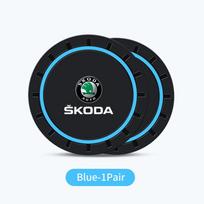 BATX9 2Pcs Car Silicone Coaster Anti-Slip Water Cup Drink Mat For Skoda Octavia Kodiaq Fabia Superb Rapid Karoq Kamiq Roomster Citigo