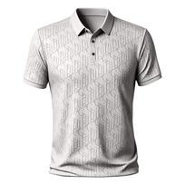 Men's Short Sleeve Polo Shirt with Classic Fit Soft Breathable Fabric and Subtle Pattern Button Down Collar Top L smėlis